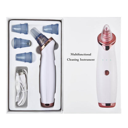 blackhead remover vacuum with accessories and charging cable