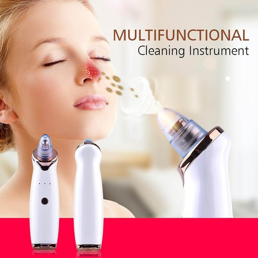 blackhead remover vacuum gliding across the nose area